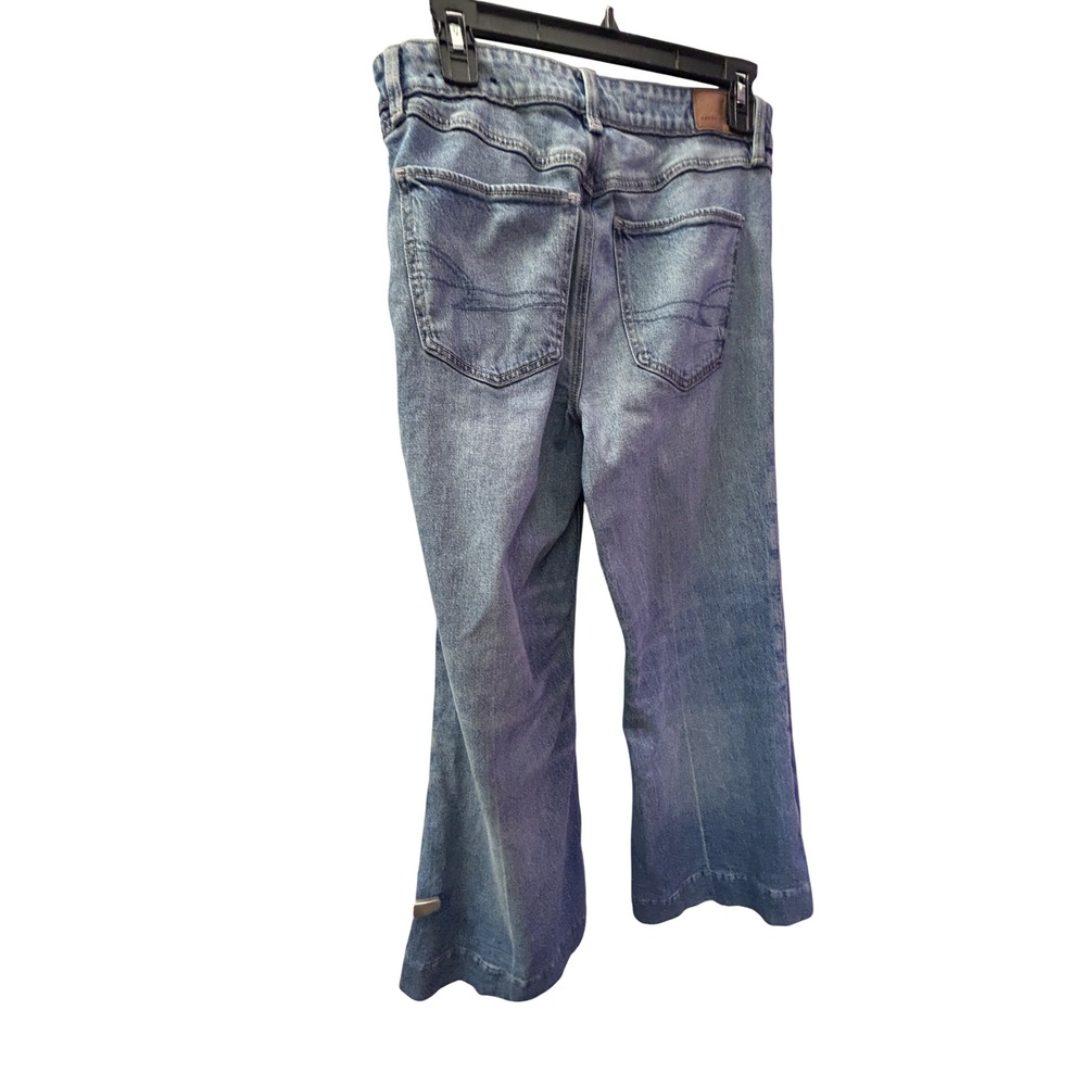 American Eagle High Rise Flare Jeans Womens 6 Short Light Wash Stretch Y2K - Picture 3 of 8